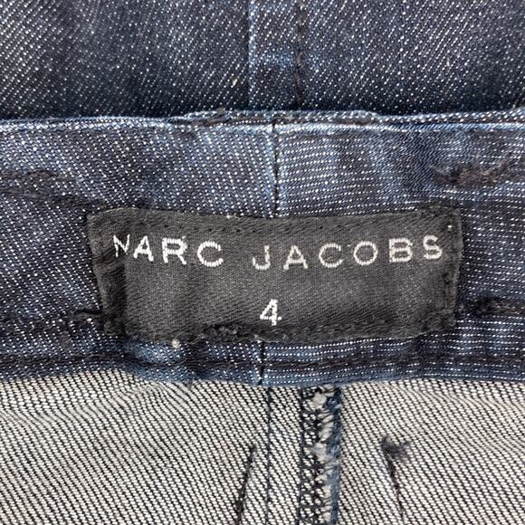 Marc Jacobs Womens Dark Wash Denim Jean Pencil Skirt Knee Length Bow Back Size 4 - Picture 4 of 9